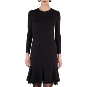 Akris Punto Black Flounce Dress with Lace